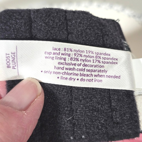 Cacique Smooth Boost Plunge Bra 42C White Black Polka Dot Lace Trim Underwire - Picture 8 of 8